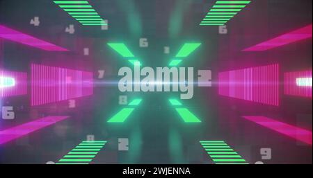 Image of digital interface with icons and data processing Stock Photo