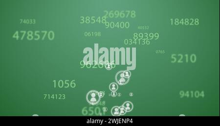 Image of digital interface with icons and data processing Stock Photo