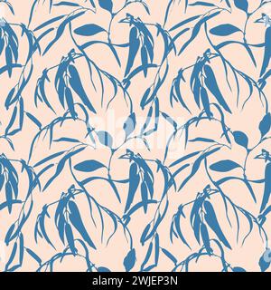 Botanical Seamless Pattern Bamboo Branches Motifs Stock Vector