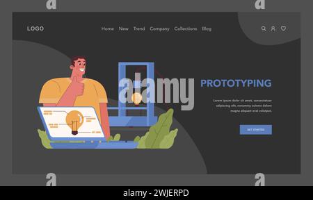 Innovation cycle. Generation of a creative idea or business solution. Start up or new project development. Prototyping. Flat vector illustration Stock Vector