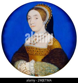 Catherine Howard or Katherine Howard (circa?1523-1542), Queen Consort of England 1540-1541, portrait miniature watercolour painting on vellum by Hans Holbein the Younger, circa 1540 Stock Photo