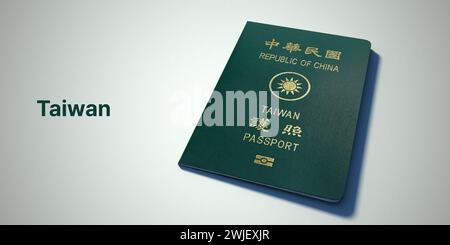 Taiwan passport. 3d rendering passport on white background. Stock Photo