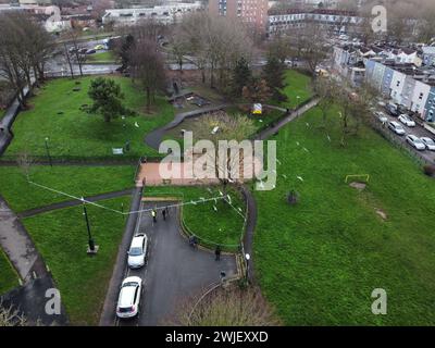 General view of Rawnsley Park near to the scene in the St Philips area of Bristol where a 16-year-old boy died after being stabbed on Wednesday evening. Picture date: Thursday February 15, 2024. Stock Photo