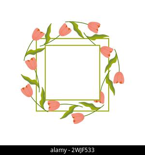 Frame in the form of a tulip with a place for text. for the holidays spring, mother's day, March 8, vector Stock Vector