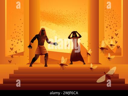 Biblical vector illustration series, the ten plagues of Egypt, third plague, plague of lice or gnats Stock Vector