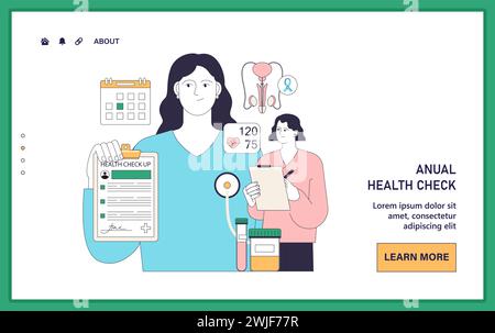 Gender transition healthcare web or landing. Gender-affirming therapy experience. Supportive medical professional monitors a transgender patient's health after their transition. vector Stock Vector