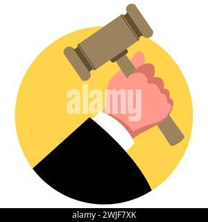 Clip art of a judge hand holding a gavel, vector illustration Stock Vector