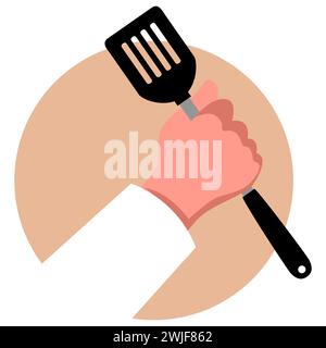 Clip art of a chef hand holding a spatula, vector illustration Stock Vector