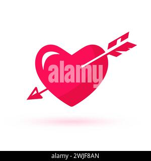 Heart pierced with arrow. Valentine's Day. Lovestruck, vector symbol. Falling in love. Stock Vector