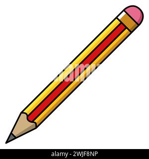 Doodle art of a pencil, outline vector illustration isolated on white Stock Vector