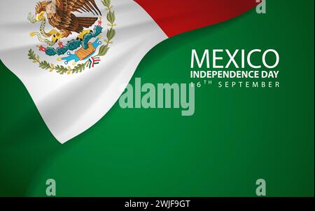 Mexican flag on a green background, suitable for political or national events such as Independence Day, vector illustration Stock Vector