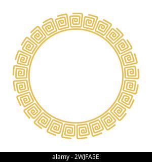 Golden Greek Circle Round Frame Border Stock Vector