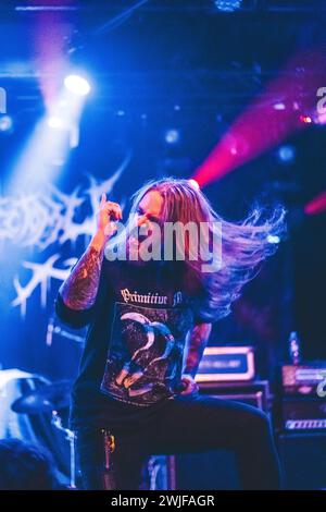 Copenhagen, Denmark. 12th, February 2024. The New Zealand heavy metal band Organectomy performs a live concert at Pumpehuset in Copenhagen. Here vocalist Alex Paul is seen live on stage. (Photo credit: Gonzales Photo - Rolf Meldgaard). Stock Photo