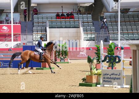 Fand and action at the H H The Amir Sword International Equestrian Festival kicks off at Longines Al Shaqab Outdoor in Doha Qatar Stock Photo