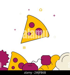 Pizza, slice filled line vector icon, simple illustration, related bottom border. Stock Vector