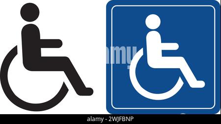Disable person sign on white and blue background with copy space Stock Vector