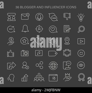 Influencer marketing linear icons set. Influencers, Branding, Social ...