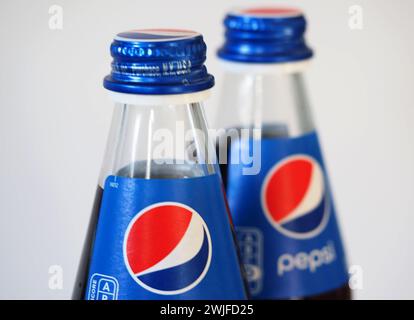 Germany. 15th Feb, 2024. In this photo illustration, glass bottle of Pepsi-Cola seen displayed. (Photo by Igor Golovniov/SOPA Images/Sipa USA) *** Strictly for editorial news purposes only *** Credit: Sipa USA/Alamy Live News Stock Photo