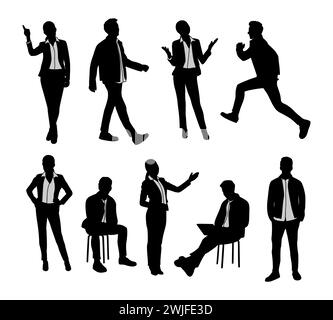 Silhouettes of business people vector on white. Stock Vector