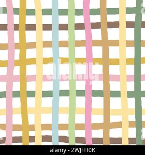 Retro colors horizontal stripes vector. Hand drawn doodle geometric abstract stripped background. pale modern color palette on white background Stock Vector