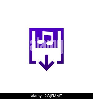 audio file download icon on white Stock Vector