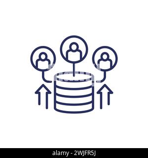 increase userbase line icon with users Stock Vector