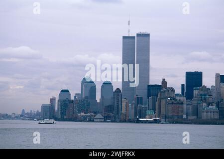 The twin towers of the World Trade Centre, New York in 1999 Stock Photo