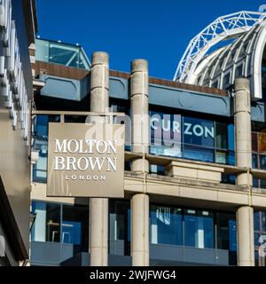 Kingston-Upon-Thames, London UK, February 12 2024, Molton Brown Sign Ouside Shop With Bentall Centre In Background and No People Stock Photo