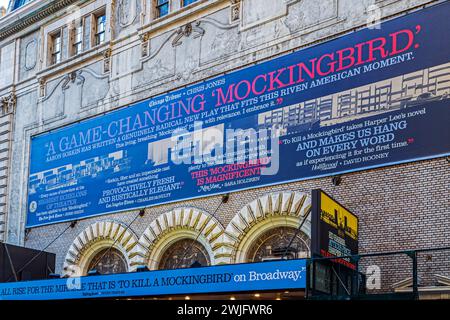 NEW YORK, USA - MARCH 8, 2020: Exterior of the Majestic Theatre, located on 245 W 44th St, Manhattan. Designed by architect Herbert J. Krapp. Stock Photo