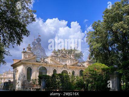 Facade of The Uccelliera (aviary) inside the public park of Villa Borghese Gardens in Rome, Italy. Stock Photo