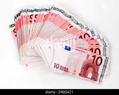 Many 10 Euro banknotes, Germany, Europe Stock Photo