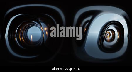 Abstract Close-Up View of dark arches with sky background 360 panorama vr environment map Stock Photo