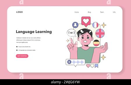 Interact Programme Language Learning Language Learning concept. Interactive online platform for mastering ...