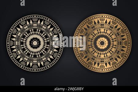 Luxury Golden Color or Colorful Islamic Mandala Background Design. Circular pattern in form of mandala for Henna, Mehndi, Islamic background. Stock Vector