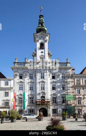 New Town Hall On The Town Square In Steyr, Upper Austria, Austria Stock Photo