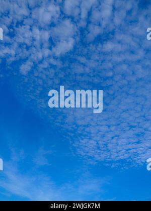 fleecy clouds in the blue sky Stock Photo