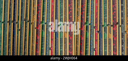 Many different computer memory modules (RAM, SD, DDR, EPROM) Stock Photo