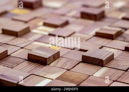 natural wooden mosaics tiles, wood cubes wall cladding, interior design ...