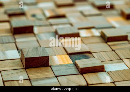 natural wooden mosaics tiles, wood cubes wall cladding, interior design ...