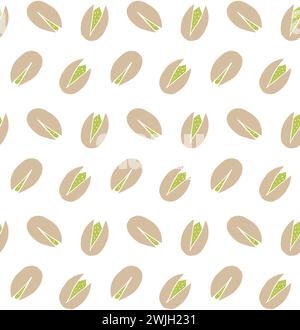 Vector seamless pattern of hand drawn sketch doodle colored pistachio nuts isolated on white background Stock Vector