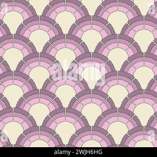 Half circle abstract modern seamless pattern. Geometrical grid. Hand drawn decorative doodle wavy line. Web vintage ornamental background. Vector Stock Vector