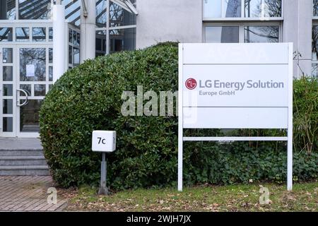 LG Energy Solution Ltd battery manufacturing company Advertising banner, ev battery manufacturing South Korean LGES logo, sustainable development in T Stock Photo