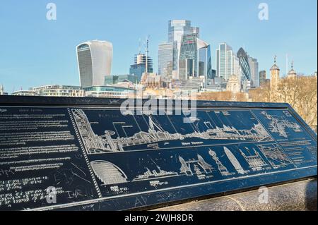 London's iconic skyline viewed from Tower Bridge: a timeless blend of history and modernity. Stock Photo