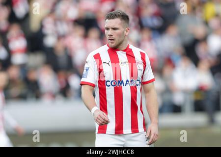 Benjamin Kallman of Cracovia seen in action during Polish PKO Ekstraklasa League 2023/2024 football match between Cracovia Krakow and Radomiak Radom at Cracovia Stadium. Final score; Cracovia Krakow 6:0 Radomiak Radom. Credit: SOPA Images Limited/Alamy Live News Stock Photo