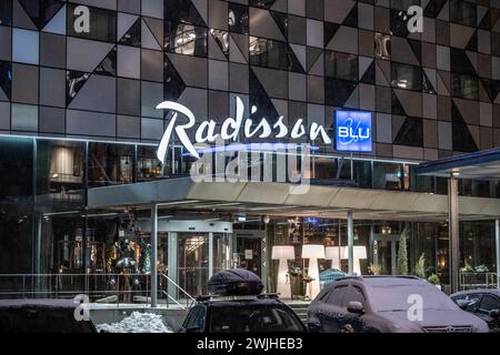 Gothenburg, Sweden - January 20 2024: Entrance of Radisson Blue hotel Stock Photo