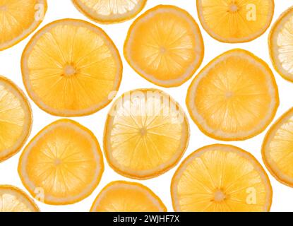 Slices of orange as background on white Stock Photo