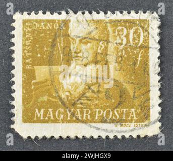 Cancelled postage stamp printed by Hungary, that shows Hungarian Freedom Fighter János Batsányi (1763-1845) poet, circa 1947. Stock Photo