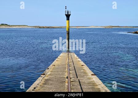 Concrete ramp of the ferry dock to Ile de Batz, Roscoff, Finistere, Brittany, France Stock Photo