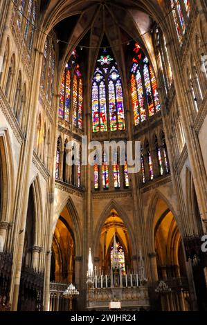 Church window, St., stained glass window, Saint-Etienne Cathedral, built between 1220 and 1520, Metz, Lorraine, France Stock Photo