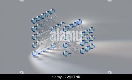 Futuristic Representation of a Neural Network with Hidden Layers Stock Photo